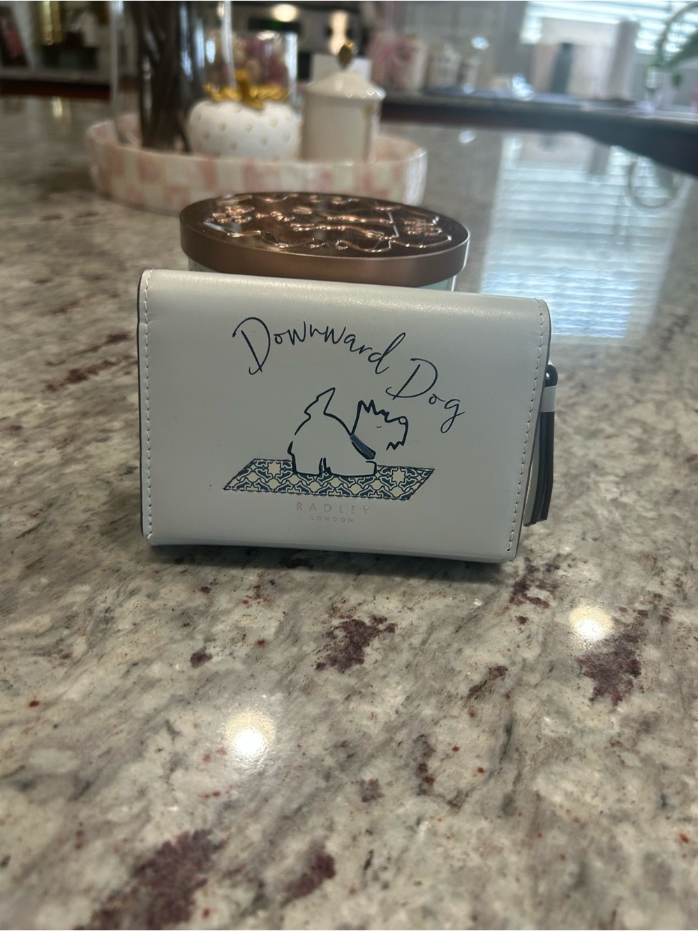Downward Dog Very Pale Grey Leather Compact Wallet